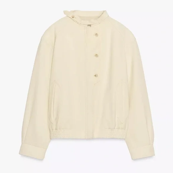 ZARA Ecru Button Up Light Jacket S NWT, lined - Picture 5 of 15